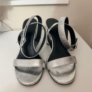 Balenciaga Silver Heeled Sandals